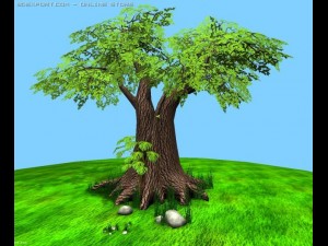 large tree and monstera plant Modello 3D
