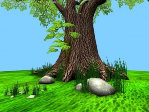 large tree and monstera plant Modello 3D