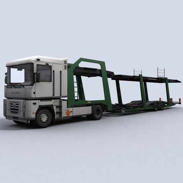 car transporter truck 3D Model .c4d .max .obj .3ds .fbx .stl .blend