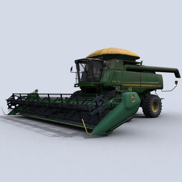 combine harvester 1 with draper platform 3D Model .c4d .max .obj .3ds .fbx .stl .blend 