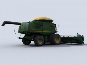 combine harvester 1 with draper platform 3D Model