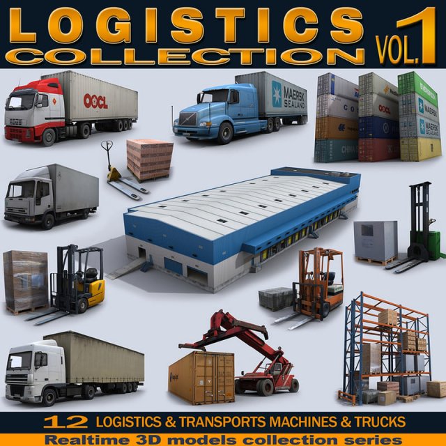 logistics collection vol1 3D 模型 .c4d .max .obj .3ds .fbx .stl .blend 