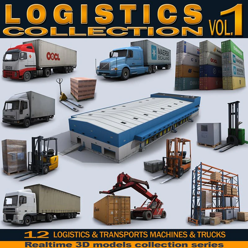 logistics collection vol1 3D Model .c4d .max .obj .3ds .fbx .stl .blend 