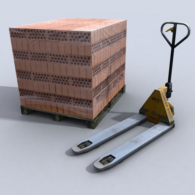 pallet jack 1 3D Модель .c4d .max .obj .3ds .fbx .stl .blend 