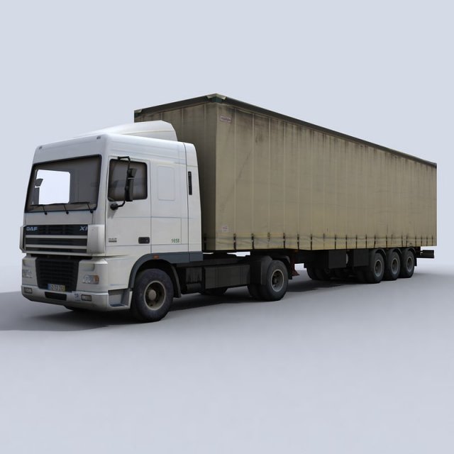 transport truck 1 3D Modell .c4d .max .obj .3ds .fbx .stl .blend