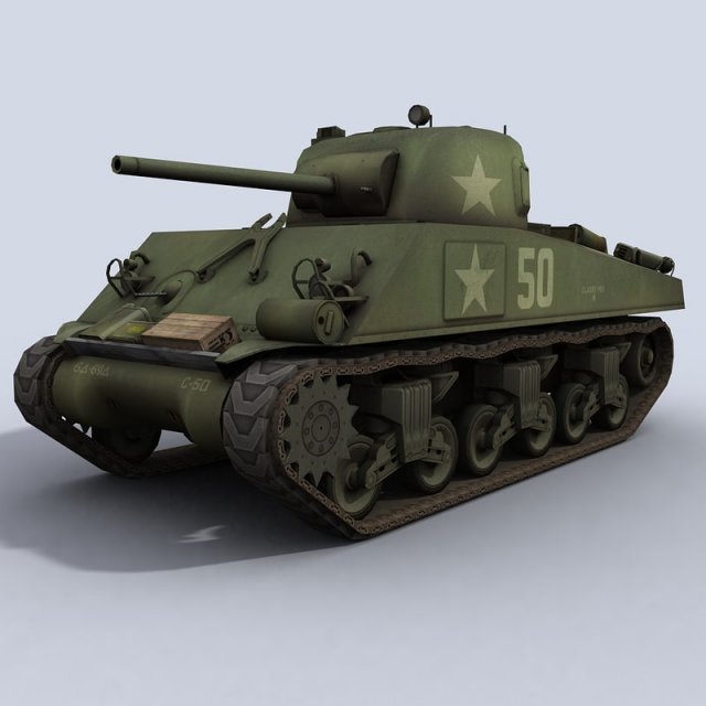 m4a3 sherman wwii us tank Modèle 3D .c4d .max .obj .3ds .fbx .stl .blend 