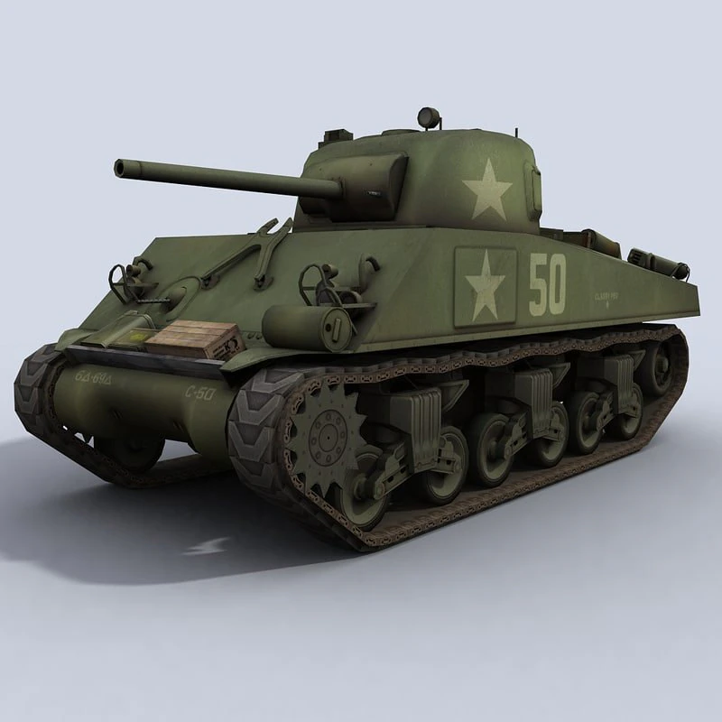 m4a3 sherman wwii us tank 3D Model .c4d .max .obj .3ds .fbx .stl .blend 