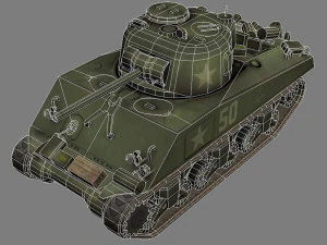 m4a3 sherman wwii us tank 3D Model