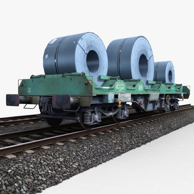 steel coil wagon 1 3D Model .c4d .max .obj .3ds .fbx .stl .blend 