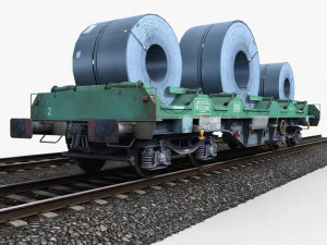 wagon z cewką stalową 1 Model 3D