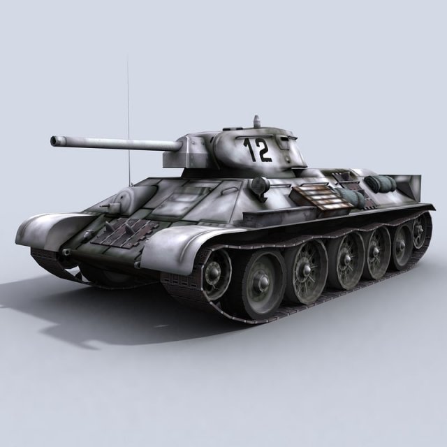t-34-76 wwii russian tank Modello 3D .c4d .max .obj .3ds .fbx .stl .blend 