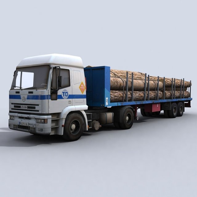transport truck 2 3D Modell .c4d .max .obj .3ds .fbx .stl .blend 