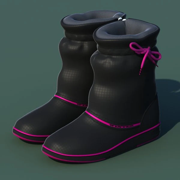 winter shoes 01 black pink 3D Model .c4d .max .obj .3ds .fbx .stl .blend