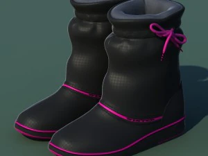 冬鞋01黑粉色 3D 模型