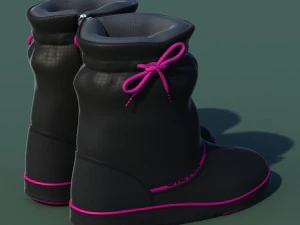 winter shoes 01 black pink 3D Model