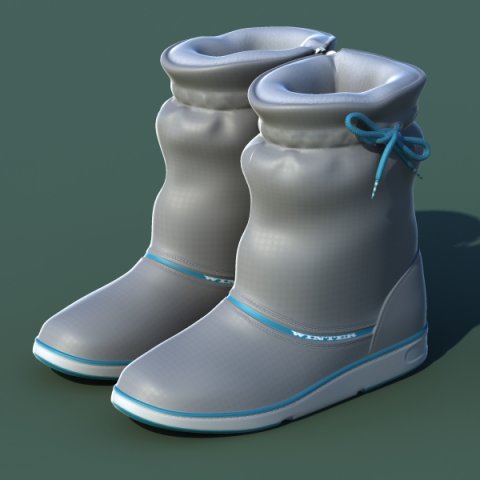 winter shoes 01 grey blue 3D Model .c4d .max .obj .3ds .fbx .stl .blend 