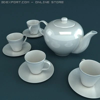 porcelain tea set 3D Model .c4d .max .obj .3ds .fbx .stl .blend