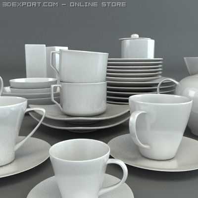 porcelain tableware set Modelo 3D .c4d .max .obj .3ds .fbx .stl .blend 
