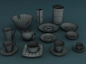 porcelain tableware set 3D Model