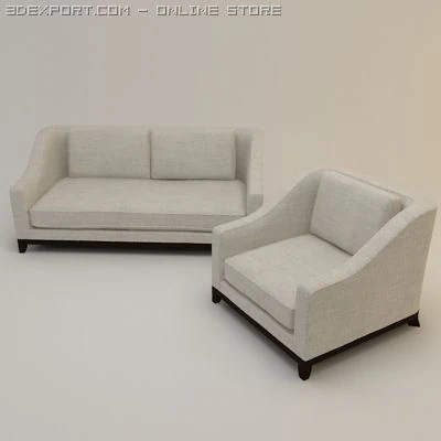 designer fabric seating set 3D Model .c4d .max .obj .3ds .fbx .stl .blend 
