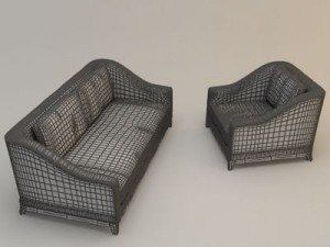 designer fabric seating set 3D Model