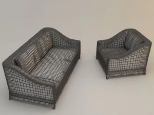 designer fabric seating set 3D Model