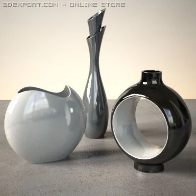 modern vase set 3D Model .c4d .max .obj .3ds .fbx .stl .blend 