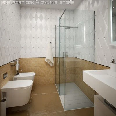 compact bathroom 3D Model .c4d .max .obj .3ds .fbx .stl .blend 