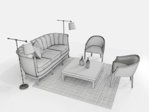 living room furniture set 01 3D मॉडल
