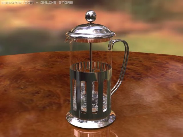 french press coffee maker 3D Model .c4d .max .obj .3ds .fbx .stl .blend 