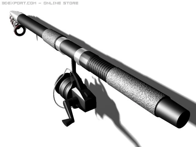 fishing rod 3D Model .c4d .max .obj .3ds .fbx .stl .blend 