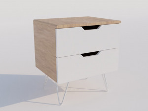 Bedside wooden table with white hairpin legs 3D Модель