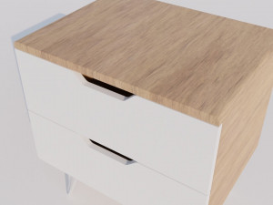 Bedside wooden table with white hairpin legs Modelo 3D