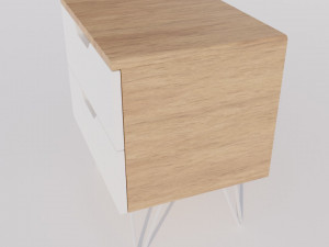 Bedside wooden table with white hairpin legs Modelo 3D