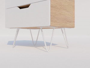 Bedside wooden table with white hairpin legs Modelo 3D