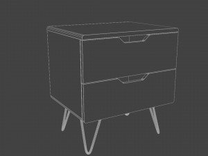 Bedside wooden table with white hairpin legs Modelo 3D