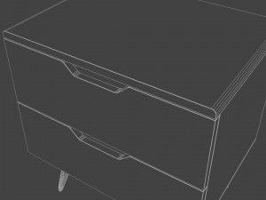 Bedside wooden table with white hairpin legs Modelo 3D