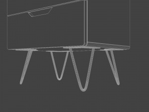 Bedside wooden table with white hairpin legs Modelo 3D