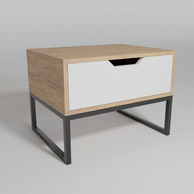 Bedside wooden table with white hairpin legs Model 3D .c4d .max .obj .3ds .fbx .stl .blend 