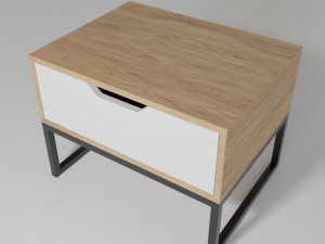 Bedside wooden table with white hairpin legs Model 3D