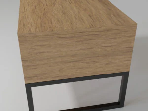 Bedside wooden table with white hairpin legs 3D Model