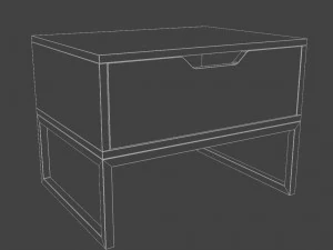 Bedside wooden table with white hairpin legs 3D Model
