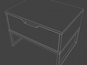 Bedside wooden table with white hairpin legs 3D Model