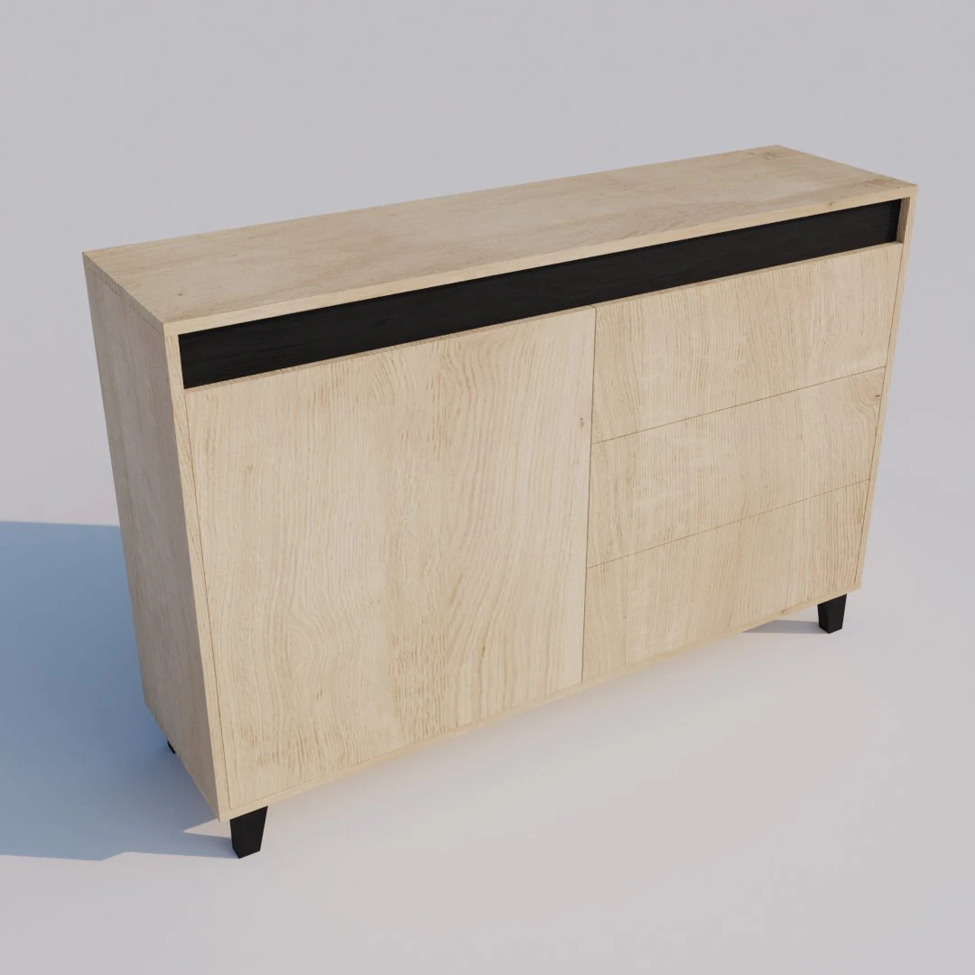 Wooden commode 3D Model .c4d .max .obj .3ds .fbx .stl .blend 