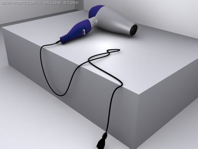 hairdrier 3D Model .c4d .max .obj .3ds .fbx .stl .blend 
