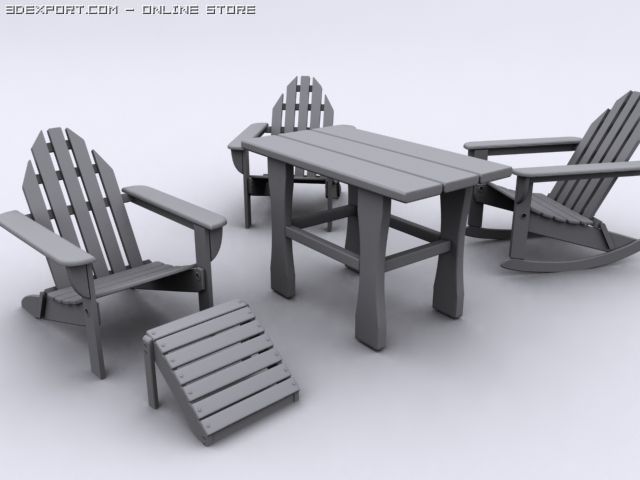 chairtablerockerfootrest 3D 模型 .c4d .max .obj .3ds .fbx .stl .blend 