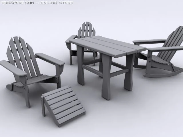 chairtablerockerfootrest 3D Model .c4d .max .obj .3ds .fbx .stl .blend 