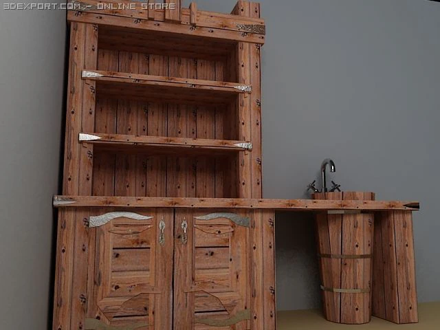 old kitchen closet and washsta 3D Model .c4d .max .obj .3ds .fbx .stl .blend 