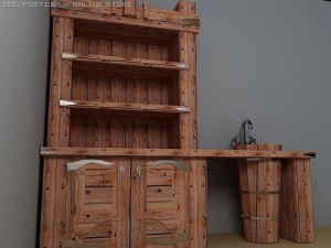 old kitchen closet and washsta 3D 모델
