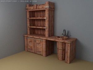 old kitchen closet and washsta Modelo 3D
